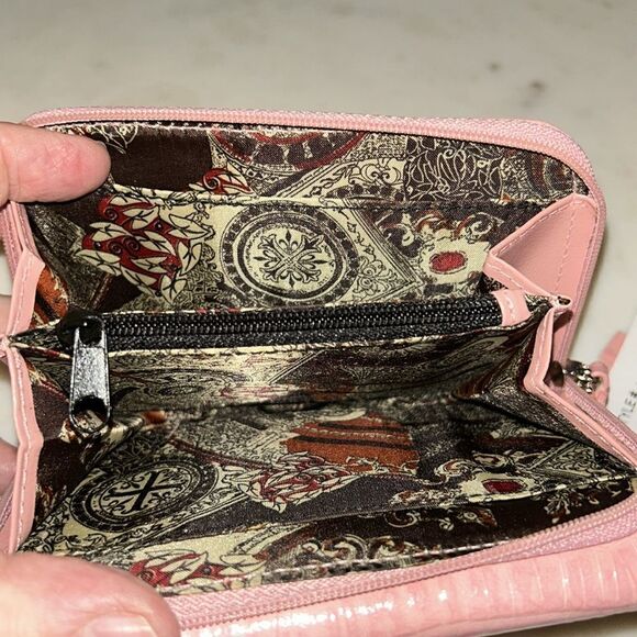 New genuine leather pink faux croc wallet - Picture 5 of 6